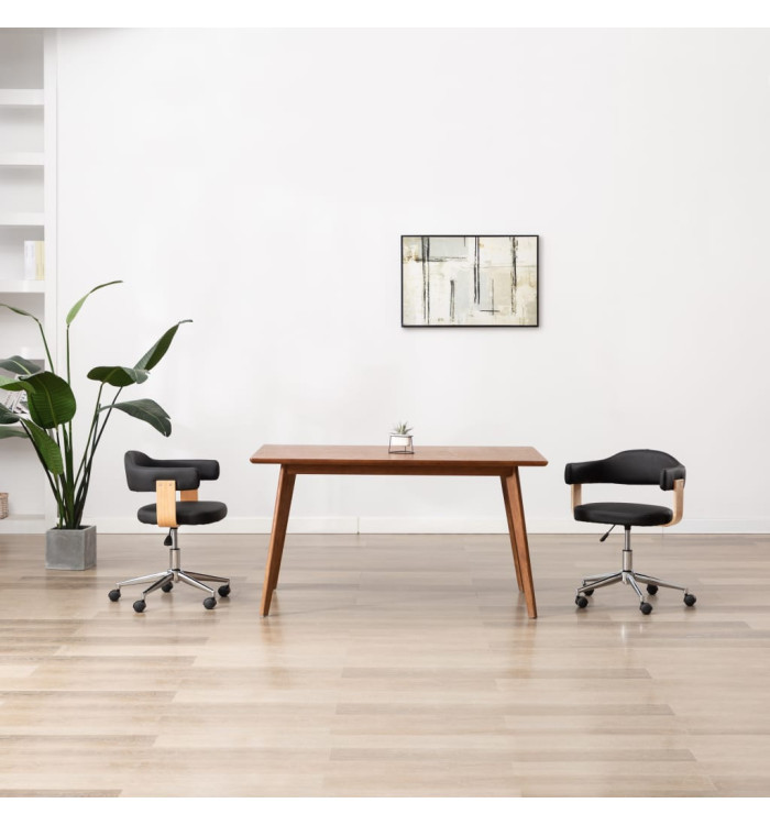 Chaise pivotante à manger Noir Bois courbé et similicuir | Mobilier & Déco