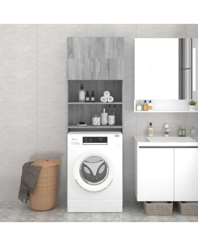 Meuble pour machine à laver Sonoma gris 64x25,5x190 cm | Mobilier & Déco