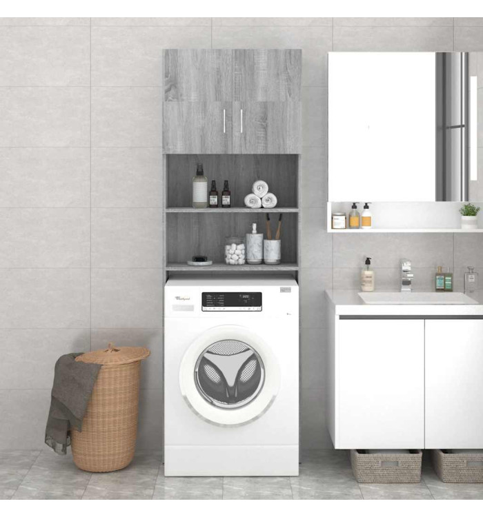 Meuble pour machine à laver Sonoma gris 64x25,5x190 cm | Mobilier & Déco