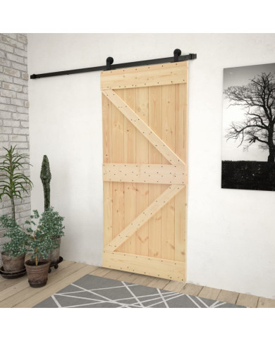 Porte coulissante avec kit de quincaillerie 90x210cm Pin massif | Mobilier & Déco