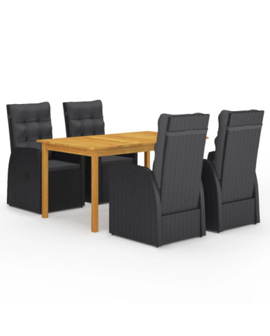 Ensemble à manger de jardin 5 pcs Noir | Mobilier & Déco