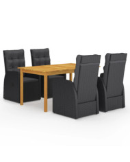 Ensemble à manger de jardin 5 pcs Noir | Mobilier & Déco