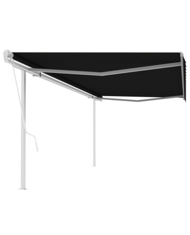Auvent automatique rétractable avec poteaux 5x3,5 m Anthracite | Mobilier & Déco