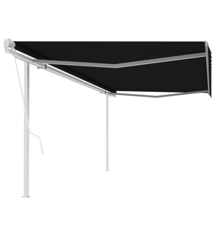 Auvent automatique rétractable avec poteaux 5x3,5 m Anthracite | Mobilier & Déco