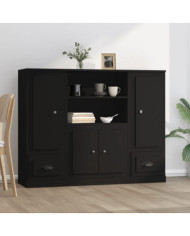 Buffets 3 pcs noir bois d'ingénierie | Mobilier & Déco