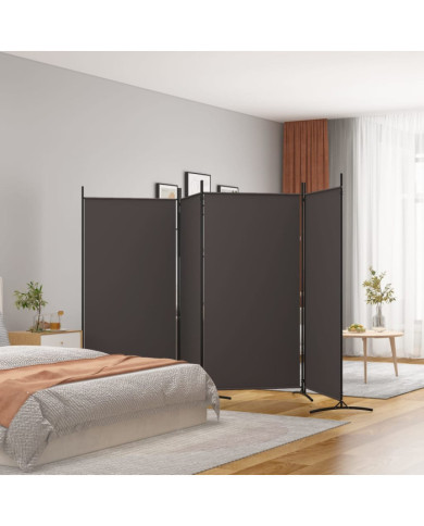 Cloison de séparation 4 panneaux Marron 346x180 cm Tissu | Mobilier & Déco
