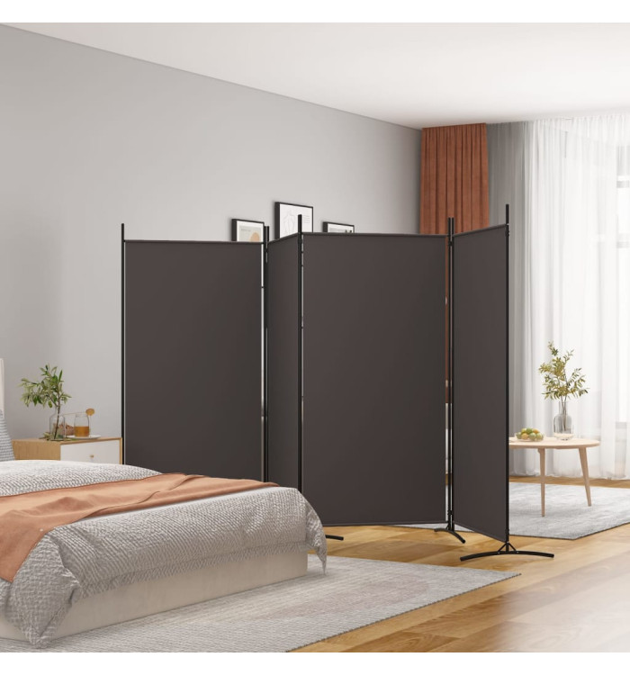 Cloison de séparation 4 panneaux Marron 346x180 cm Tissu | Mobilier & Déco