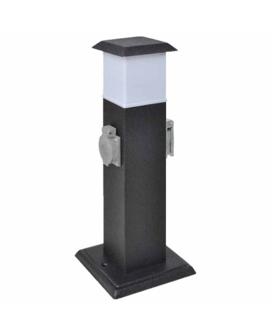 Pilier avec lampe pour prise de jardin Noir | Mobilier & Déco