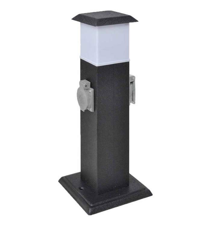 Pilier avec lampe pour prise de jardin Noir | Mobilier & Déco