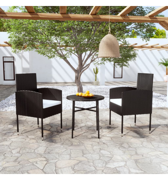 Ensemble à manger de jardin 3 pcs Résine tressée Noir | Mobilier & Déco