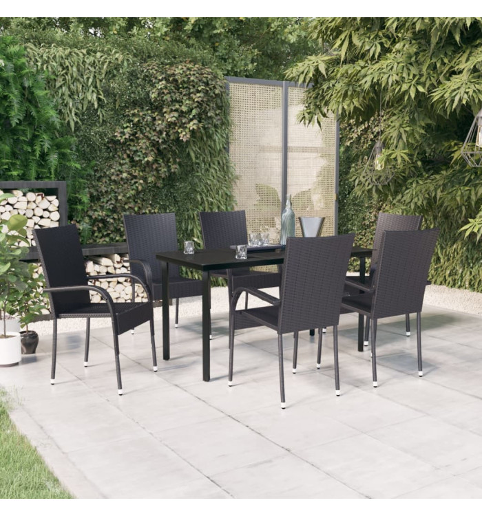 Ensemble à manger de jardin 7 pcs Noir | Mobilier & Déco