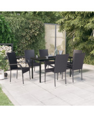 Ensemble à manger de jardin 7 pcs Noir | Mobilier & Déco