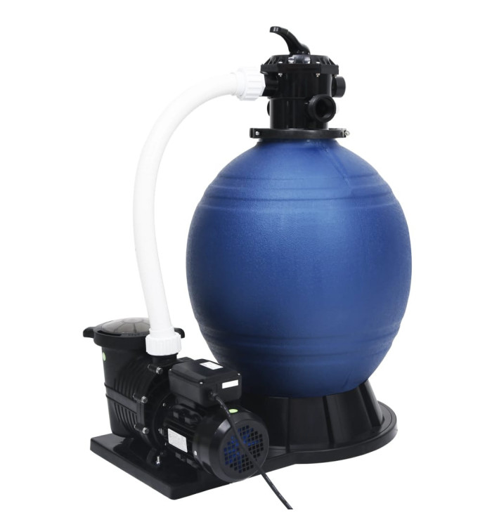 Filtre à sable avec vanne 7 voies et pompe 1000 W Bleu et noir | Mobilier & Déco