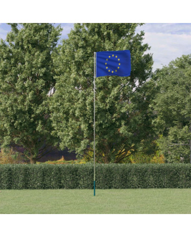 Drapeau de l'Europe et mât 5,55 m Aluminium | Mobilier & Déco