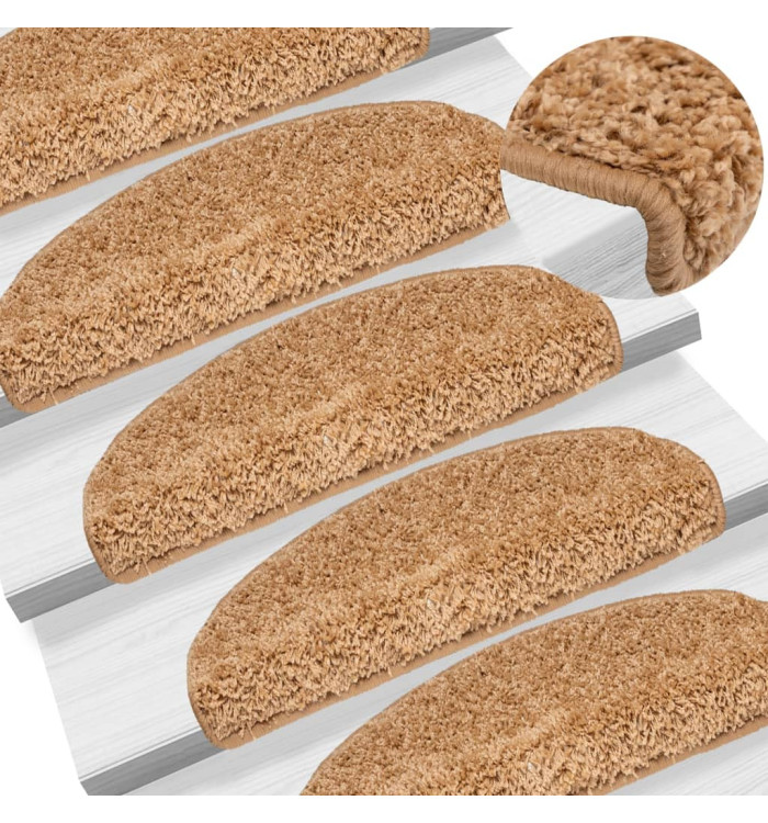 Tapis d'escalier 15 pcs beige 65x21x4 cm | Mobilier & Déco