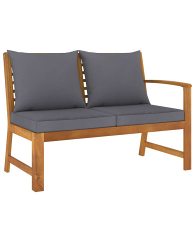 Banc de jardin 114,5 cm avec coussin gris foncé Bois d'acacia | Mobilier & Déco