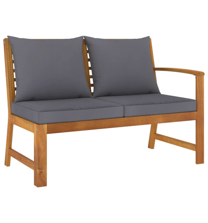 Banc de jardin 114,5 cm avec coussin gris foncé Bois d'acacia | Mobilier & Déco