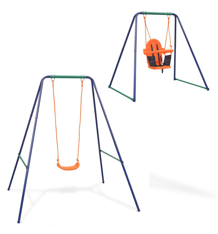 Balançoire simple 2-en-1 et balançoire pour tout-petits Orange | Mobilier & Déco