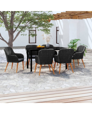 Ensemble à manger de jardin avec coussins 7 pcs Noir | Mobilier & Déco