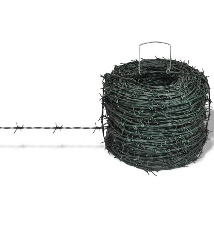 Fil de fer barbelé d'enchevêtrement rouleau vert 100 m | Mobilier & Déco