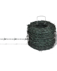 Fil de fer barbelé d'enchevêtrement rouleau vert 100 m | Mobilier & Déco