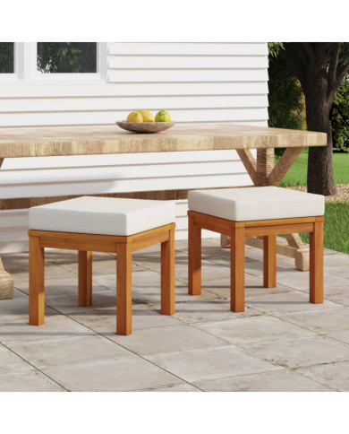 Tabourets de jardin et coussins lot de 2 Acacia solide | Mobilier & Déco