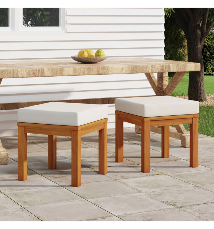Tabourets de jardin et coussins lot de 2 Acacia solide | Mobilier & Déco
