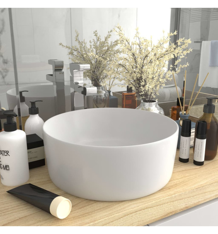 Lavabo rond de luxe Blanc mat 40x15 cm Céramique | Mobilier & Déco