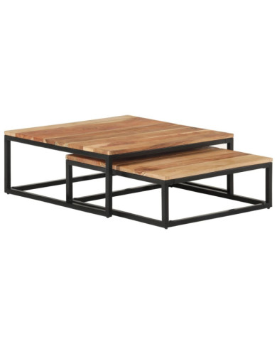 Tables basses gigognes 2 pcs Bois d'acacia massif | Mobilier & Déco