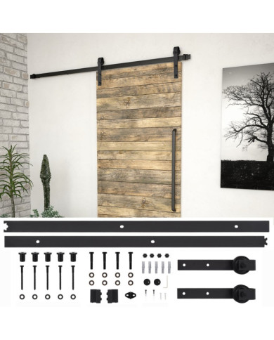 Kit de quincaillerie de porte coulissante SKIEN 200 cm noir | Mobilier & Déco