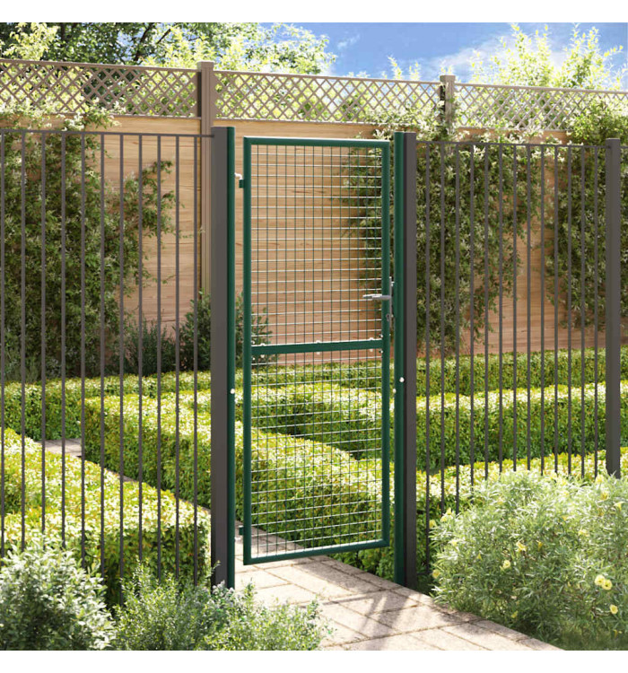 Portail de clôture acier 100x200 cm vert | Mobilier & Déco