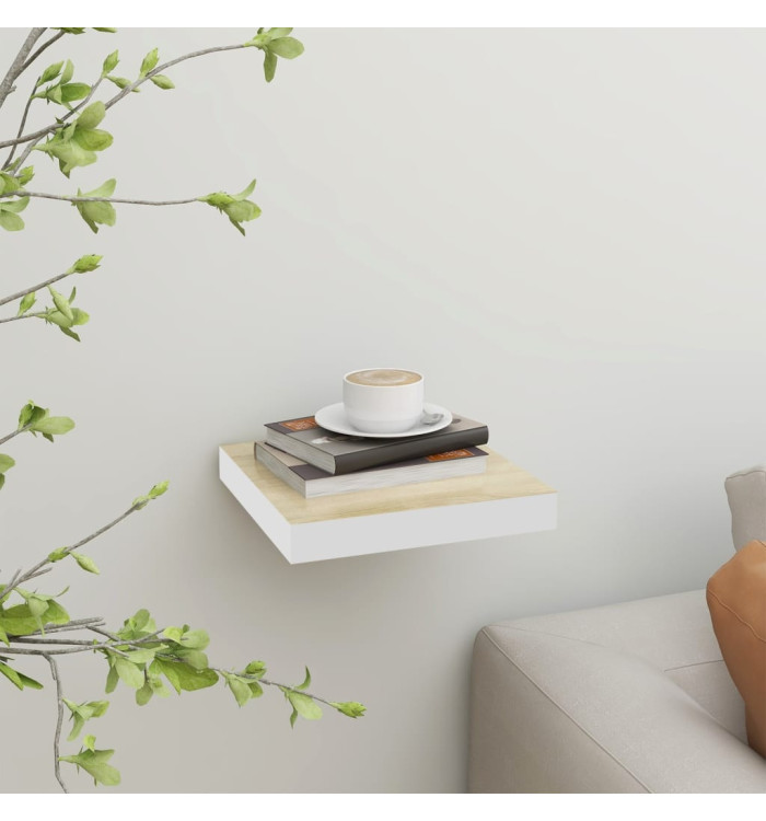 Étagère murale flottante Chêne et blanc 23x23,5x3,8 cm MDF | Mobilier & Déco