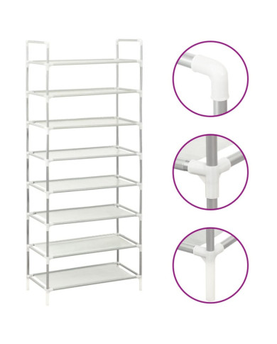 Étagère à chaussures 8 étagères Métal et tissu intissé Argenté | Mobilier & Déco