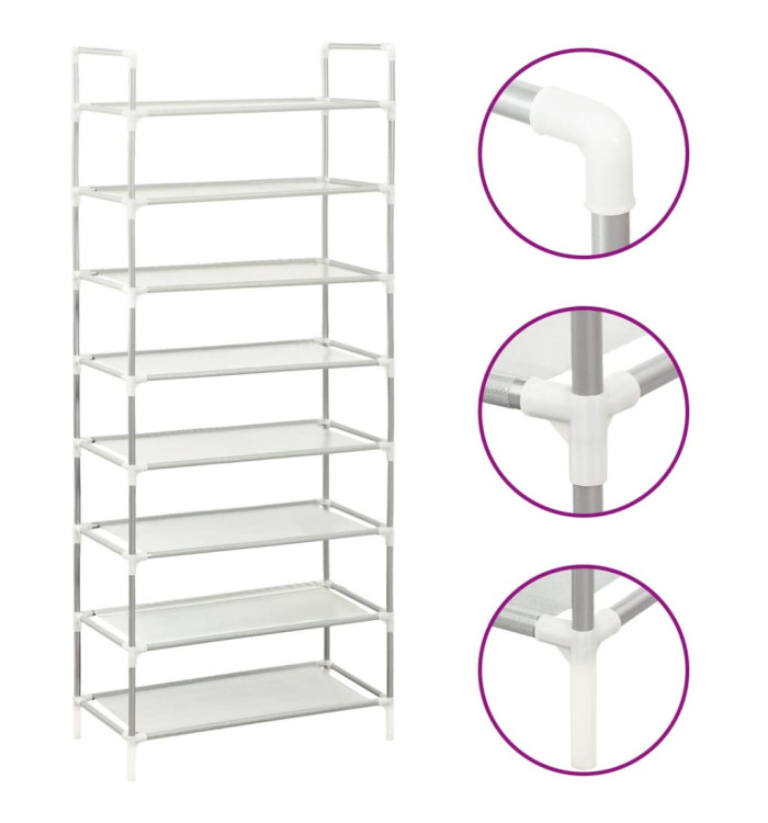 Étagère à chaussures 8 étagères Métal et tissu intissé Argenté | Mobilier & Déco