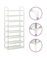 Étagère à chaussures 8 étagères Métal et tissu intissé Argenté | Mobilier & Déco