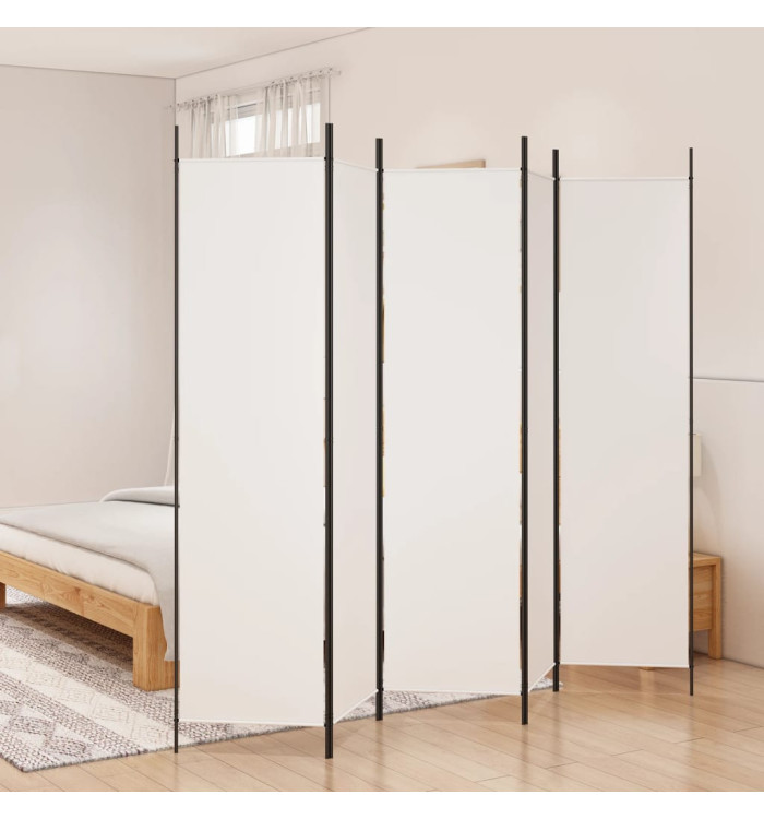 Cloison de séparation 5 panneaux Blanc 250x200 cm Tissu | Mobilier & Déco