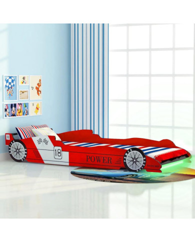 Lit voiture de course pour enfants avec LED 90 x 200 cm Rouge | Mobilier & Déco