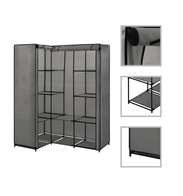 Garde-robe d'angle Gris 130 x 87 x 169 cm | Mobilier & Déco