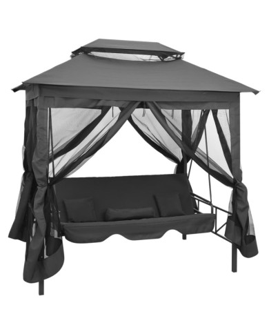 Balancelle convertible à auvent Anthracite 220x160x240 cm Acier | Mobilier & Déco
