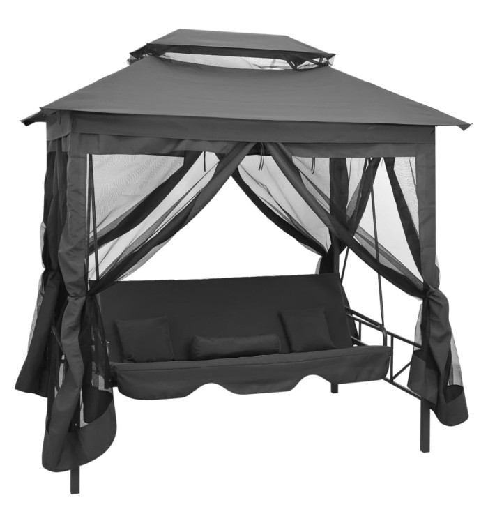 Balancelle convertible à auvent Anthracite 220x160x240 cm Acier | Mobilier & Déco