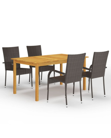 Ensemble à manger de jardin 5 pcs Marron | Mobilier & Déco