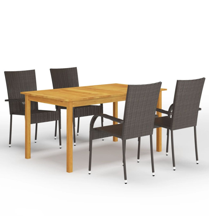 Ensemble à manger de jardin 5 pcs Marron | Mobilier & Déco