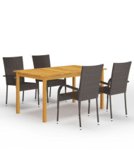 Ensemble à manger de jardin 5 pcs Marron | Mobilier & Déco