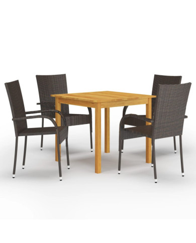 Ensemble à manger de jardin 5 pcs Marron | Mobilier & Déco