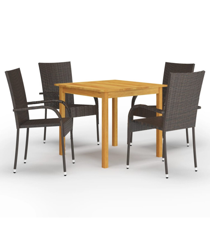 Ensemble à manger de jardin 5 pcs Marron | Mobilier & Déco