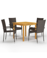 Ensemble à manger de jardin 5 pcs Marron | Mobilier & Déco