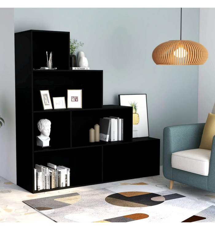 Bibliothèque/Séparateur de pièce Noir Bois d’ingénierie | Mobilier & Déco