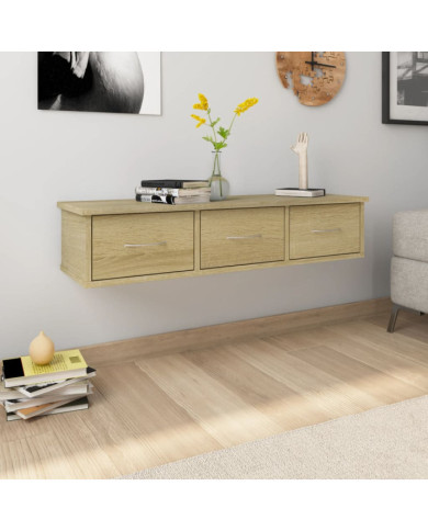 Étagère murale avec tiroirs Chêne sonoma bois d'ingénierie | Mobilier & Déco