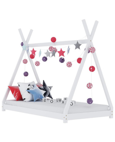 Cadre de lit d'enfant Blanc Bois de pin massif 80x160 cm | Mobilier & Déco