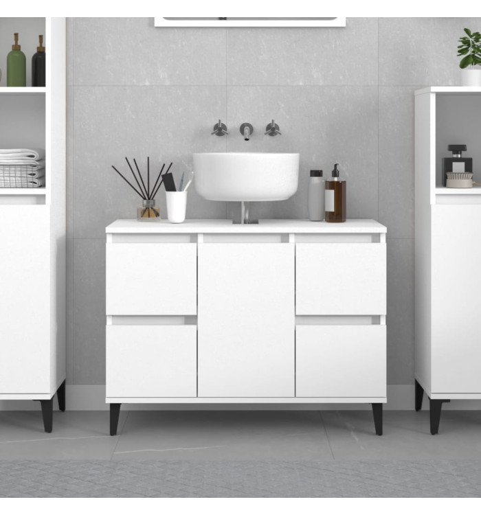 Meuble d'évier blanc 80x33x60 cm bois d'ingénierie | Mobilier & Déco